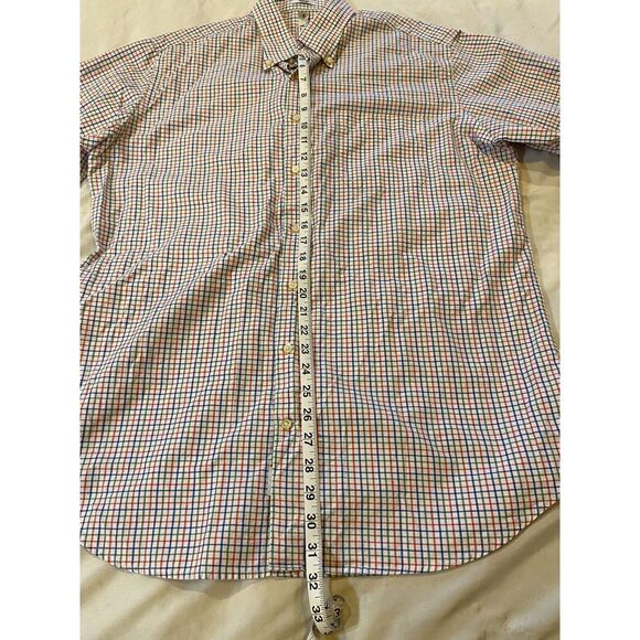 Peter Millar® Men's Large Button Up Short Sleeve Shirt Plaid Blue Green Red EUC - Picture 5 of 7